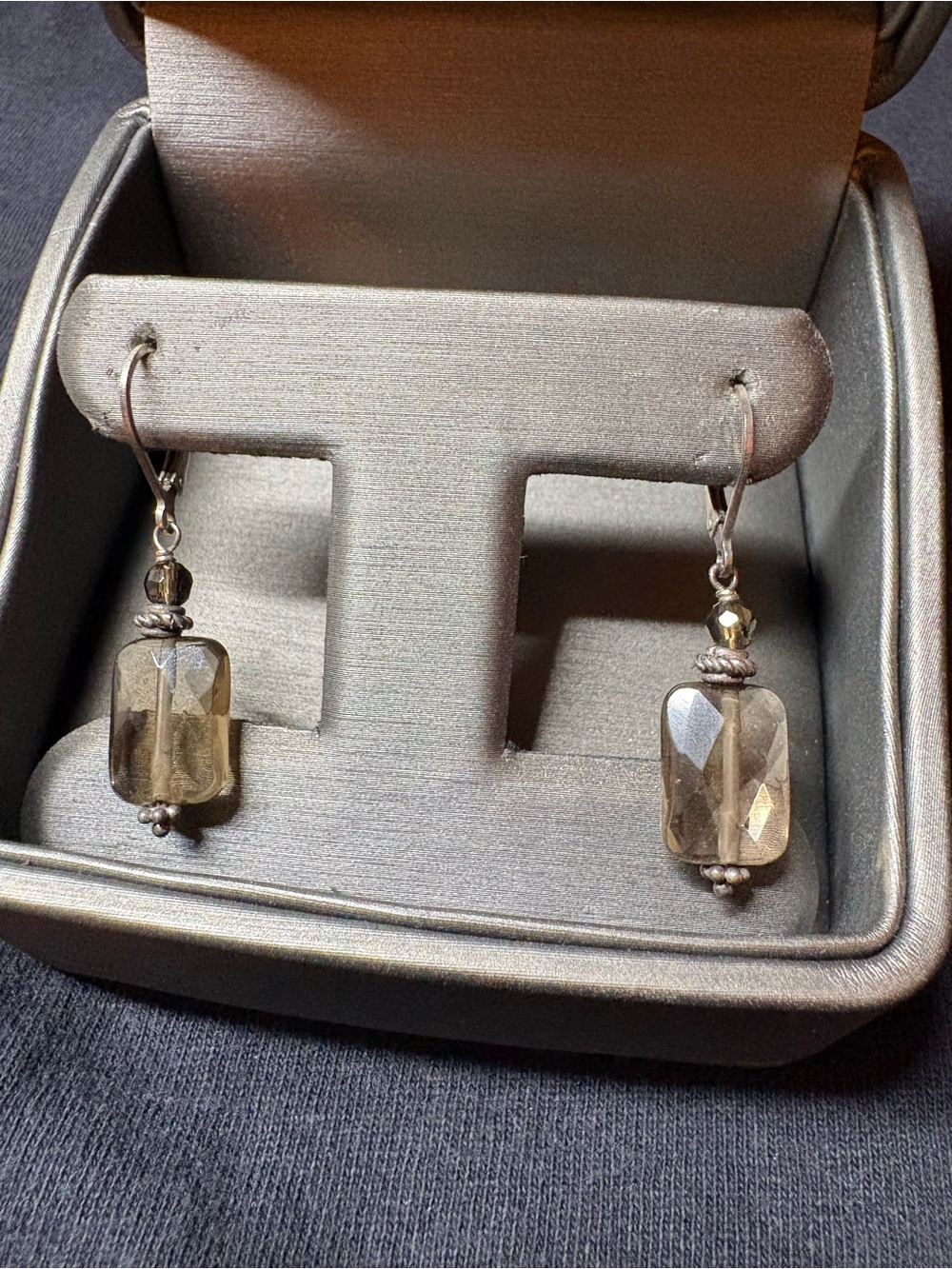 Smoky Quartz Faceted Drop Earrings - Sterling Silver